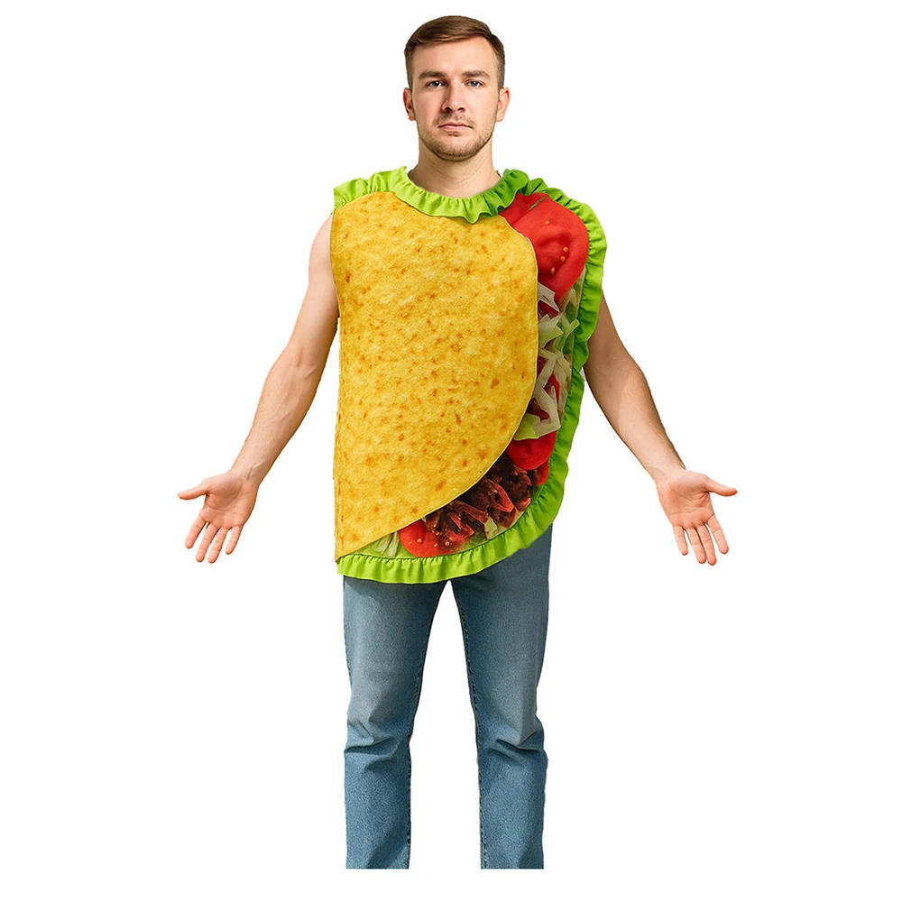 Adult Mexican Roll Printed Costumes Thanksgiving Day Halloween Food Christmas One-Piece Party Cosplay Costume Bar Jumpsuit