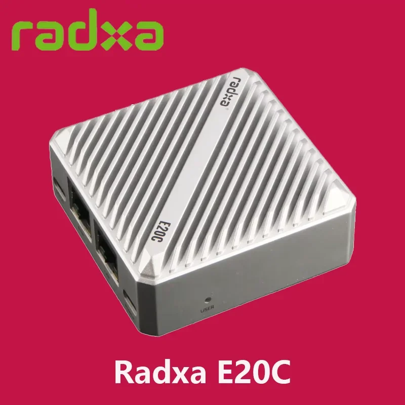 Radxa E20C CPU de 4 núcleos Dual Gigabit Ethernet, caixa de liga de alumínio CNC decodificação 4K