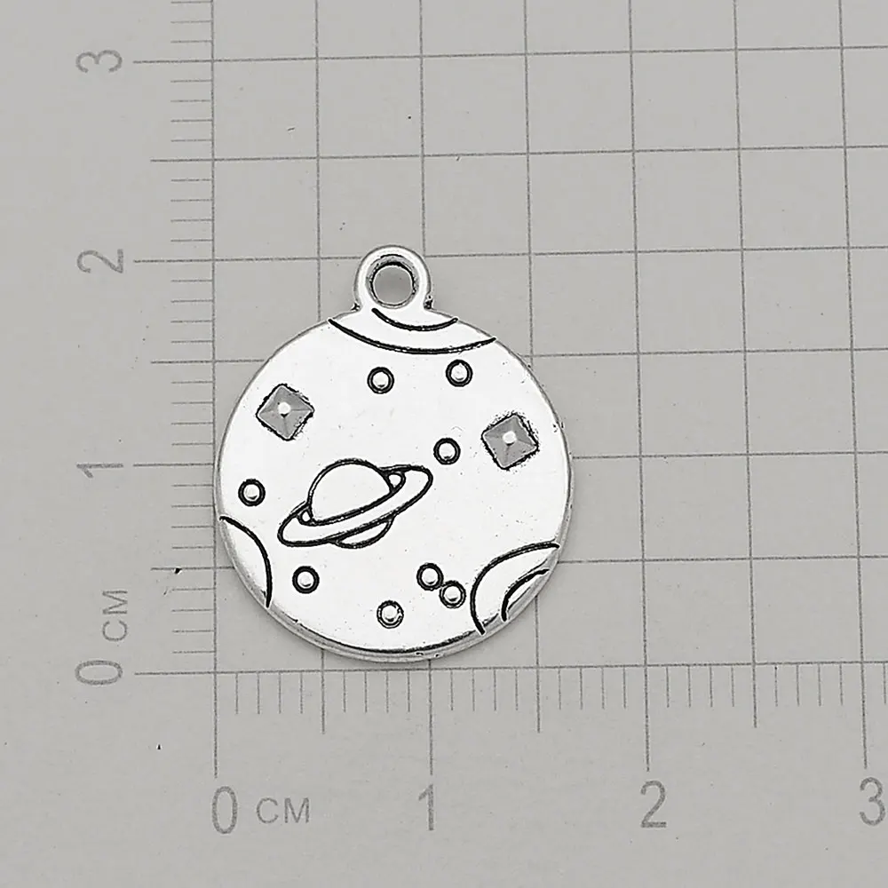 Antique Silver Plated Universe Ufo Alien Outer Space Charms Stars Pendants For Diy Jewelry Making Findings Supplies Accessories