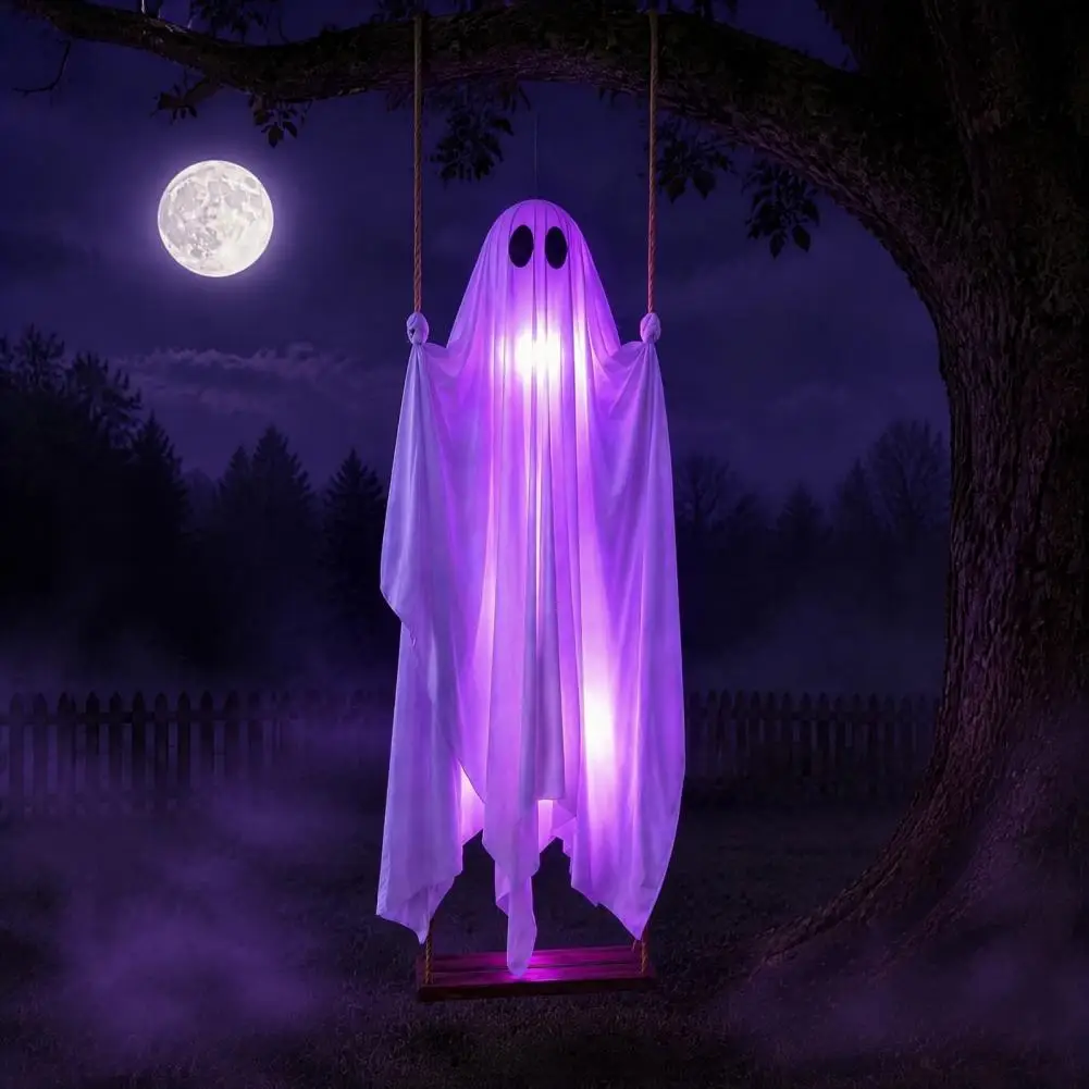 Hanging Ghost for Yard Arches Hanging Ghost Swing with Remote Control Led String Lights Waterproof Halloween for Outdoor