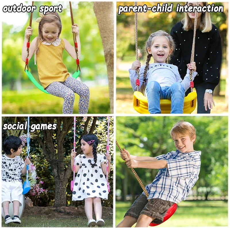 Children Outdoor Swing Set Disc Tree U-shape Adjustable Ropes Swing Playground Garden Active Social Interactive Fun Game for Kid