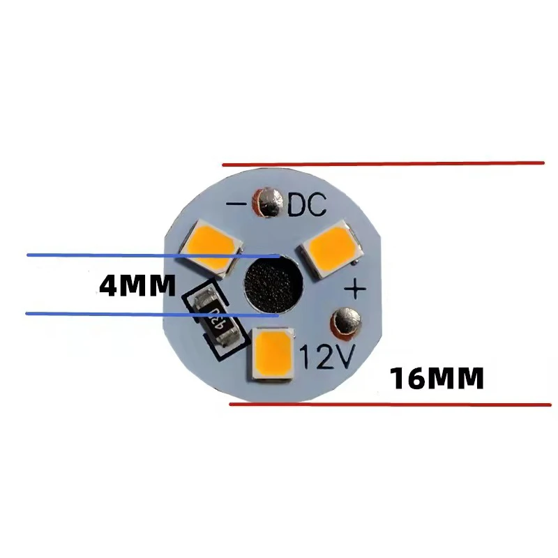 1pc 1W DC12V LED light board 16MM With 5730 lamp beads White Warm light .