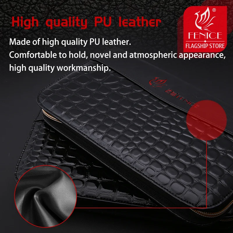 Fenice High-end PU Printed 2/5/6/10 Pet Hair Scissors Pack Hairdressing Scissors Bag Barber Salon Holster Pouch Styling Tools