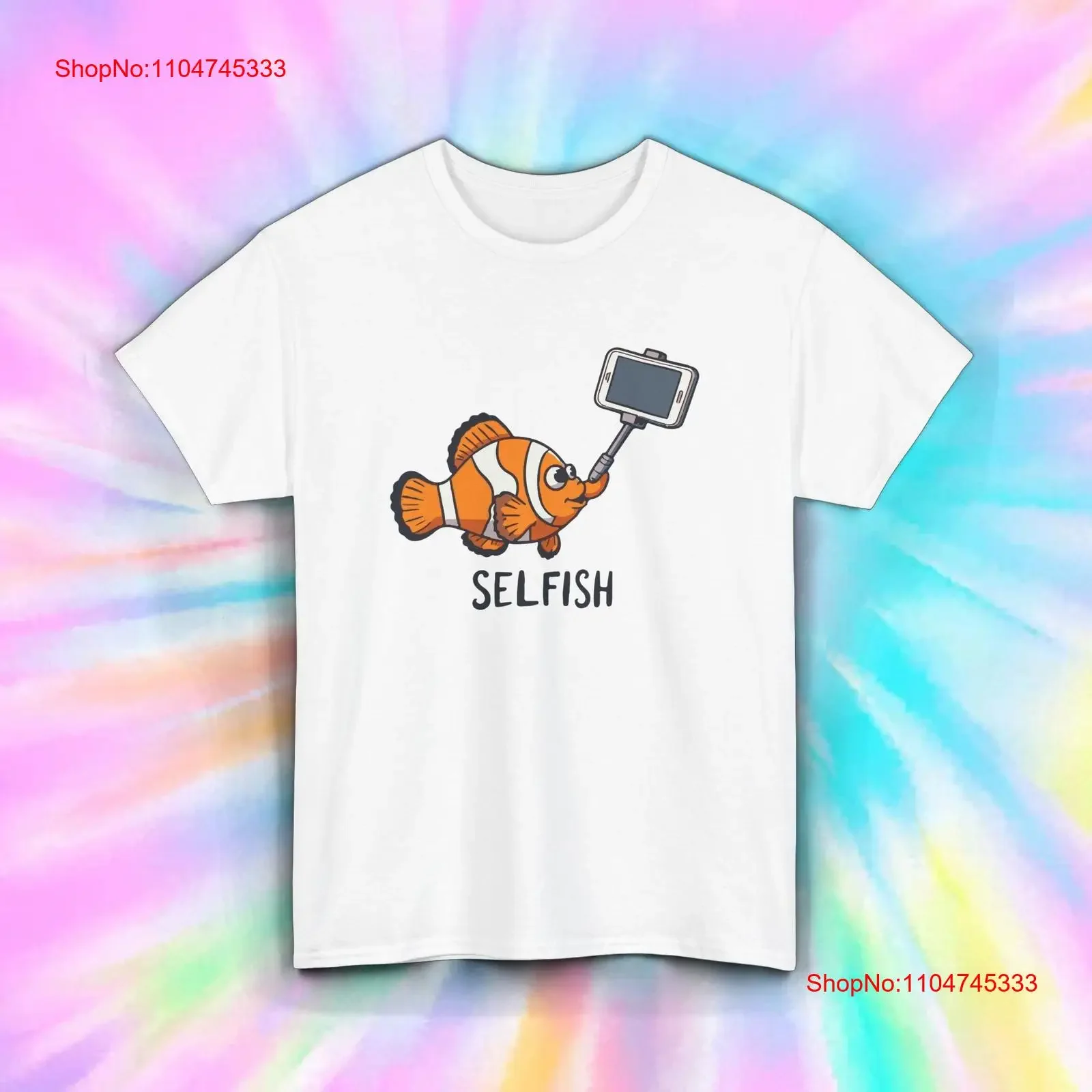 Camiseta de pez egoíaco divertido pez payaso Selfie Pun Ocean S 5XL vintage lavado homme transpirable versátil Unisex ropa de calle suave