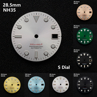 28.5mm S Logo SUB Diving Dial Suitable For NH35 Japan Movement Green Luminous Sunburst Quality Watch Modification Accessories