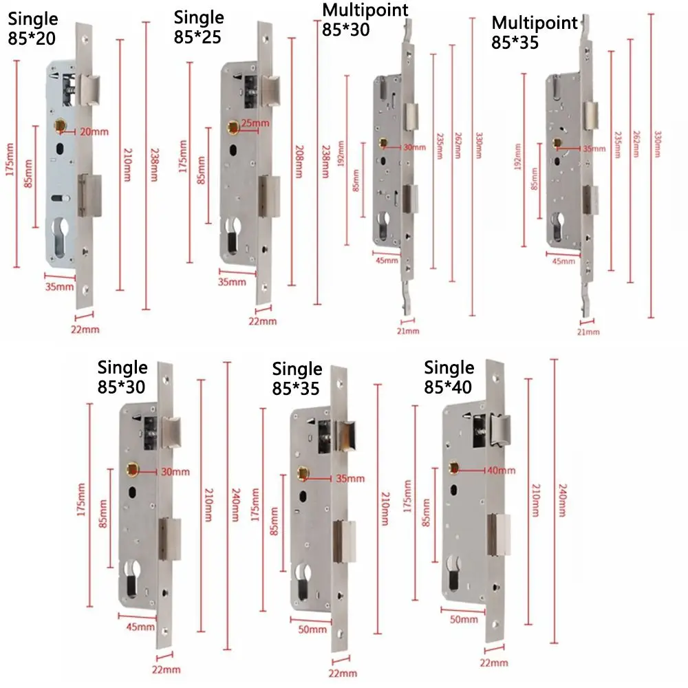 8520/8525/8530/8535 Aluminum Door Lock Stainless Steel Universal Lock Body Mortise Hardware Non Intelligent Lock