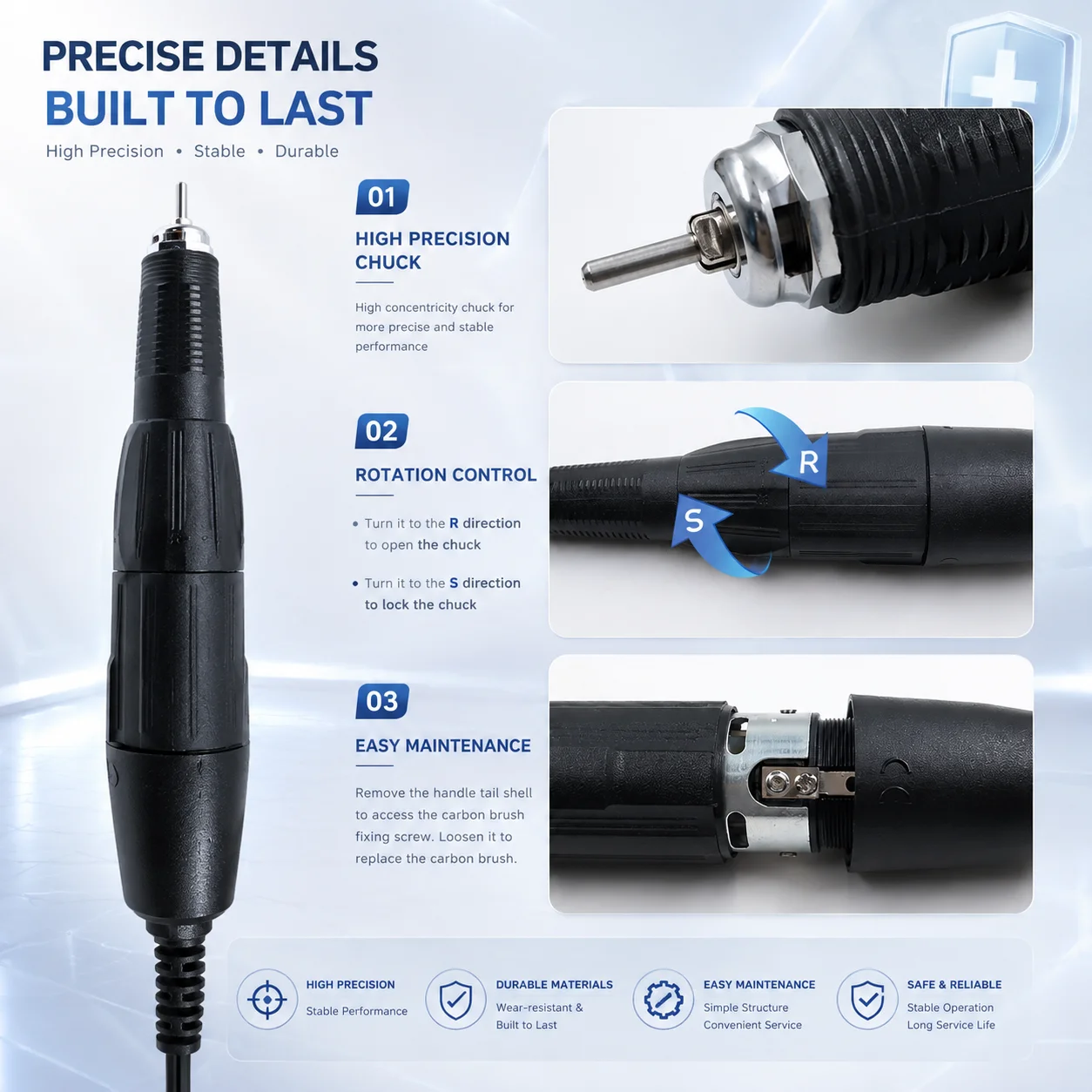 Dental Laboratory Lab MARATHON N3 3.5W RPM Polishing Micromotor With 18/102/204 Handle E-TYPE Electric Motor
