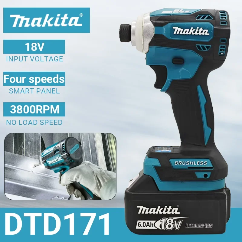 

Makita DTD171 Бесщеточный двигатель Ударная отвертка Аккумуляторная аккумуляторная дрель Электроинструмент для батареи 18 В