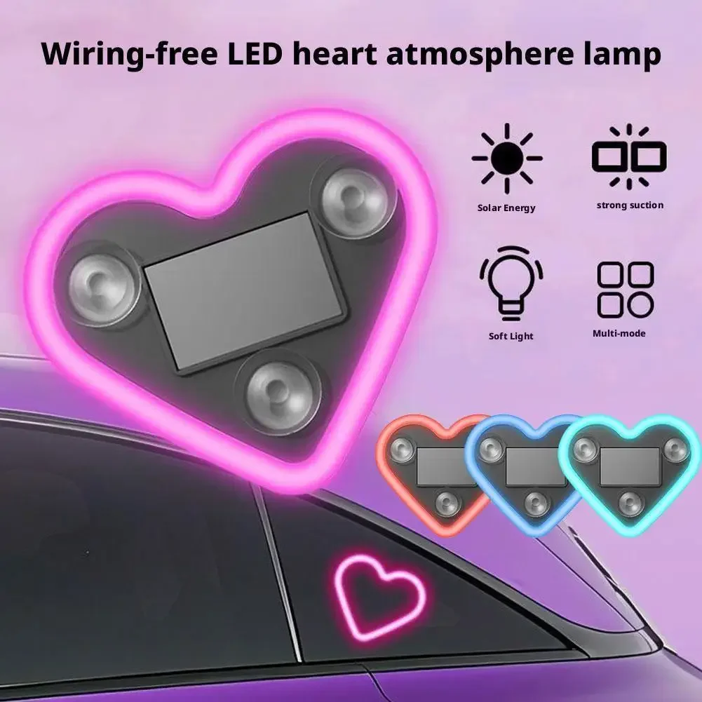 Car LED window lights interior decoration lights glowing heart atmosphere lights USB wiring car modification neon Car Decoration