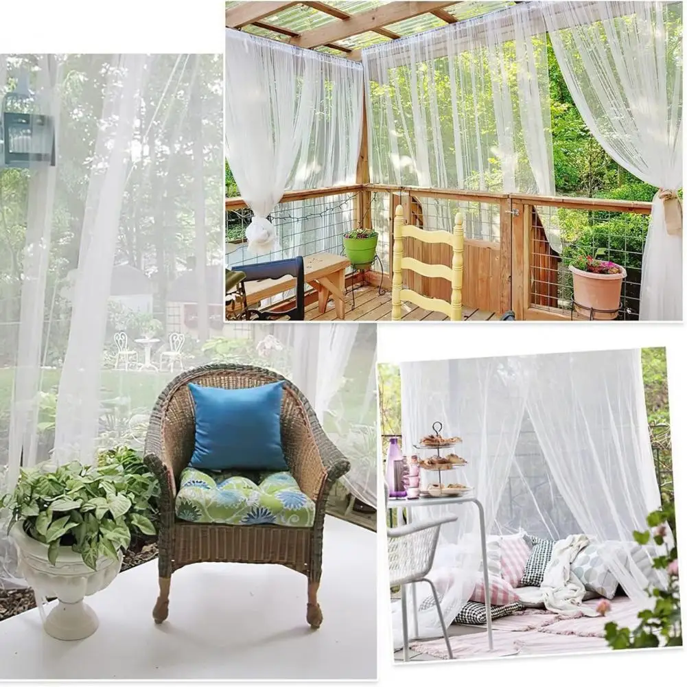 Lightweight Mesh Curtain Extra Wide Outdoor Sheer Curtains Breathable Waterproof Voile Mesh Screens Lightweight for Patio