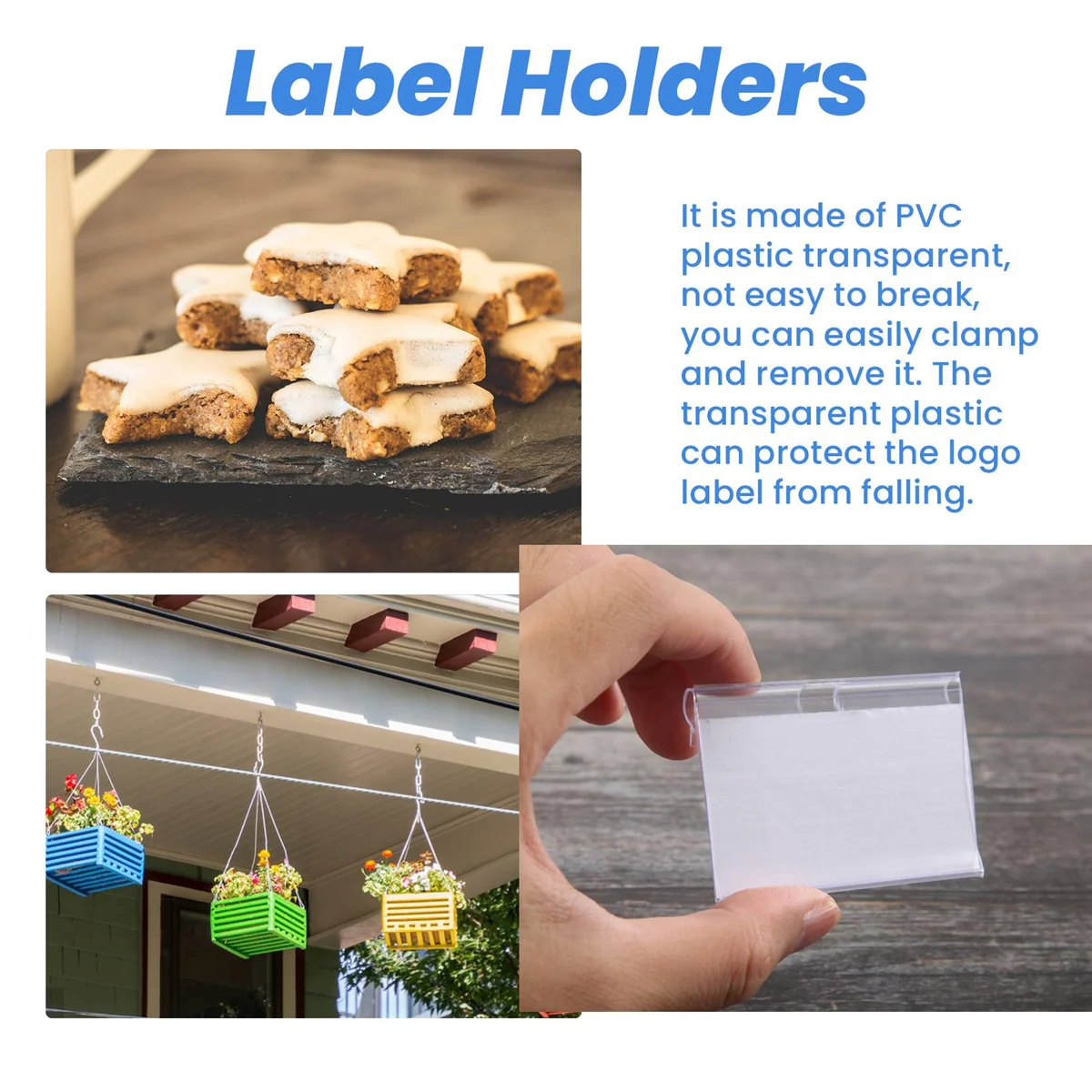 50Pcs Clear Plastic Label Holder Price Tag, Shelf Label Clip Removable Label Holder for Storage Bins Basket Labels