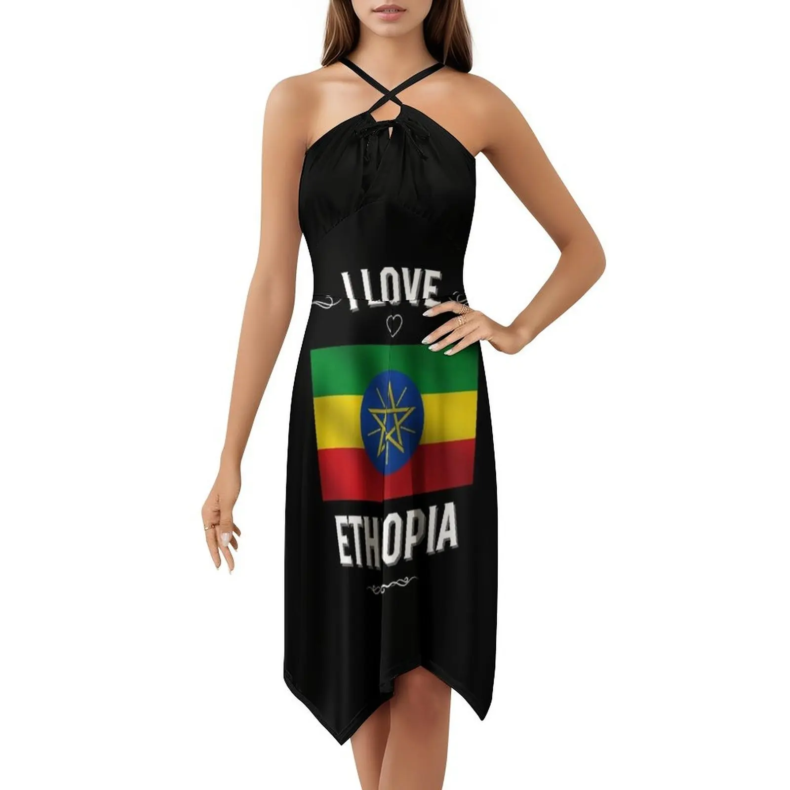 أنا أحب إثيوبيا البوهيمي فستان بلا أكمام متعدد المطبوعات عطلة الشاطئ فستان الحفلات أفريقيا أثيوبيا الإثيوبية مساء #5
