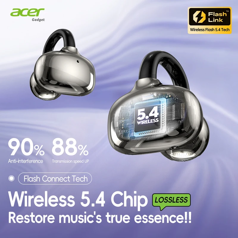 Acer Ohr577 ワイヤレス Bluetooth ヘッドフォン、イヤークリップ