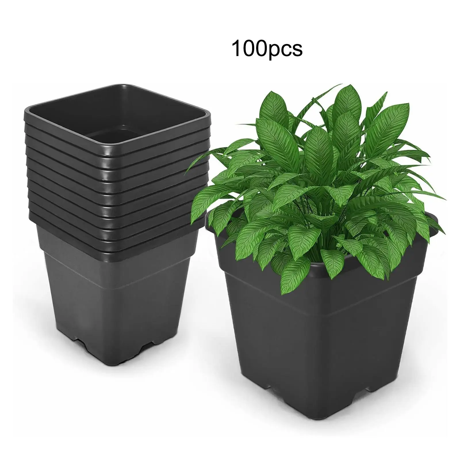 Seedling Starting Pot Plastic Square Nursery Pots Bonsai Planter Pot with Drainage for Home Office Balcony Decoration