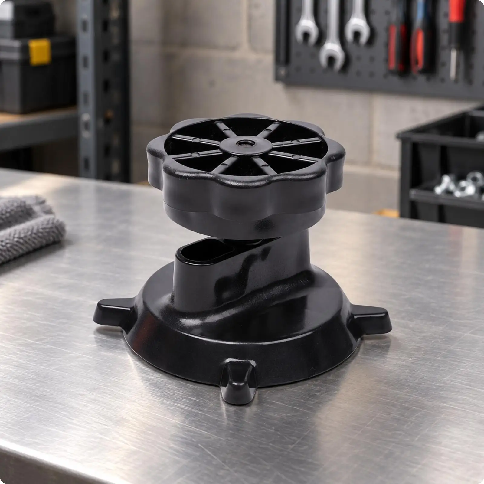 Oil Drum Mounting Bracket for Vehicle Use Black Plastic Circular Base Raised Support Knob 300g