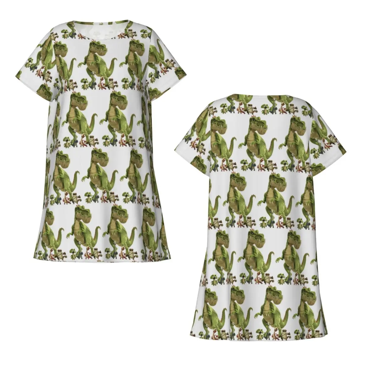 Custom Gigantosaurus Dinosaur Cartoon Kawaii Short Sleeves Nightdress For Sleeping Women Short Sleeve Nightgowns Pajama Dress