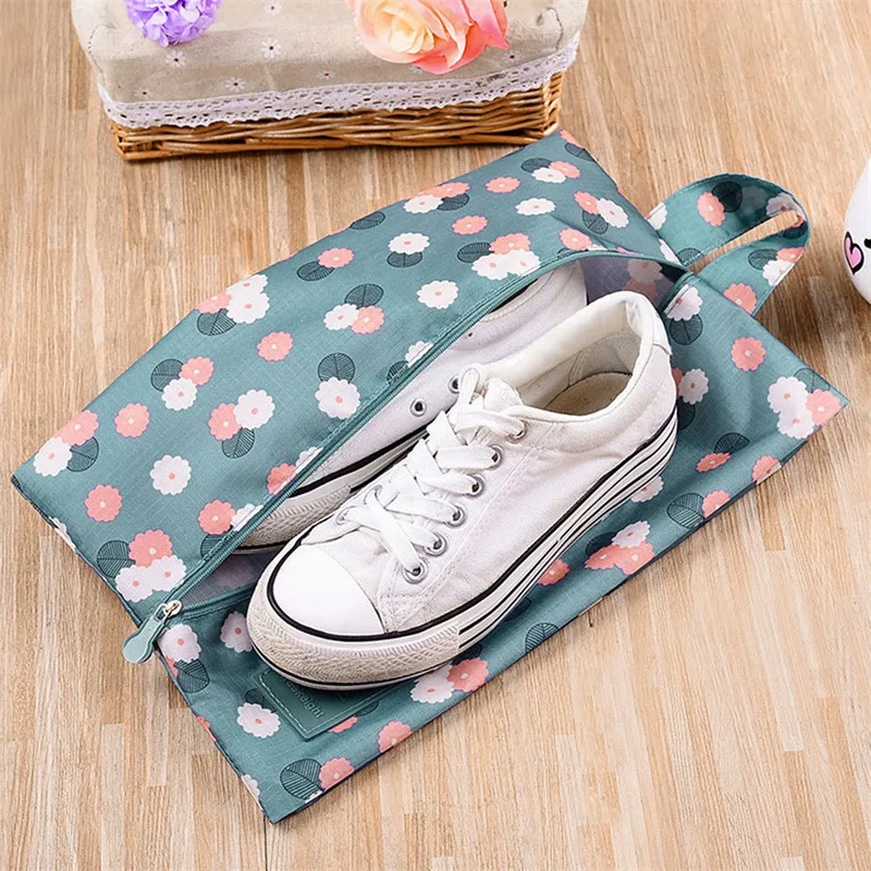 Household Handheld Printed Portable Waterproof Shoe Organizer Storage Bag Shoes Sorting Pouch For Travel