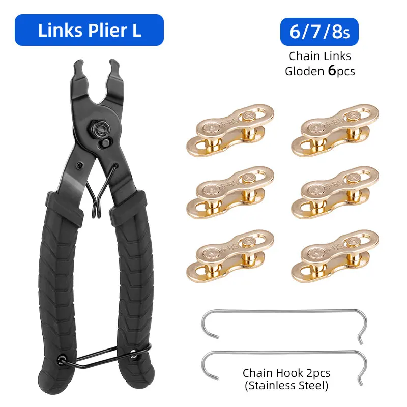 Fahrradkette Quik Link Connector Zange & 6 Paar Fahrrad Magic Buckle 6-12S MTB Rennrad Kettenklemme Entfernen Installationswerkzeug