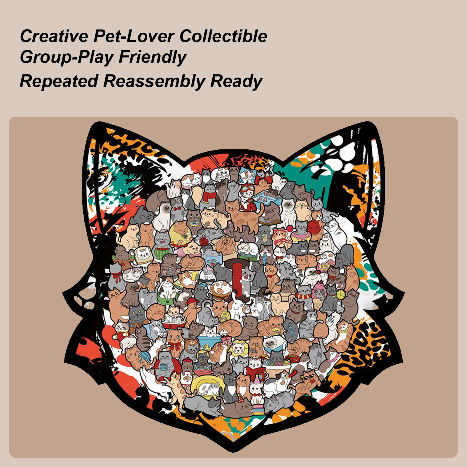 

Пазл с изображением кота, 135 предметов, милые деревянные забавные игрушки, декоративная головоломка с котом, детские игрушки для мальчиков и девочек, семейный дом, домашний школьный класс