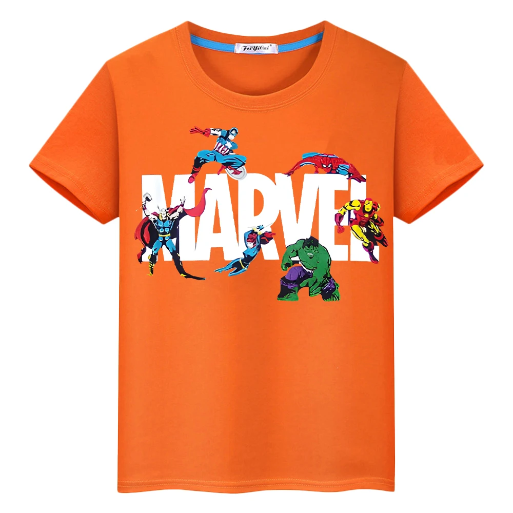 t shirt for kids boys 10year Marvel Kawaii  Print 100%Cotton pride tshirt y2k one piece The Hulk Anime Short  kids clothes girls