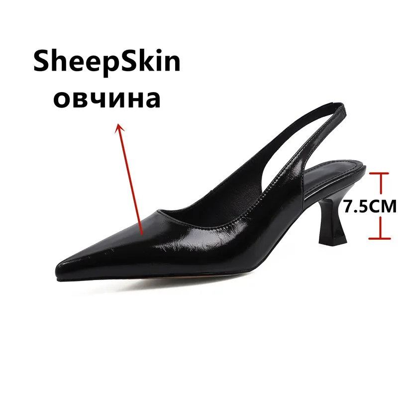 FEDONAS Women Sandals Sexy Fashion Spring Summer Party Prom Genuine Leather Slingbacks Pumps Pointed Toe High Heels Shoes Woman