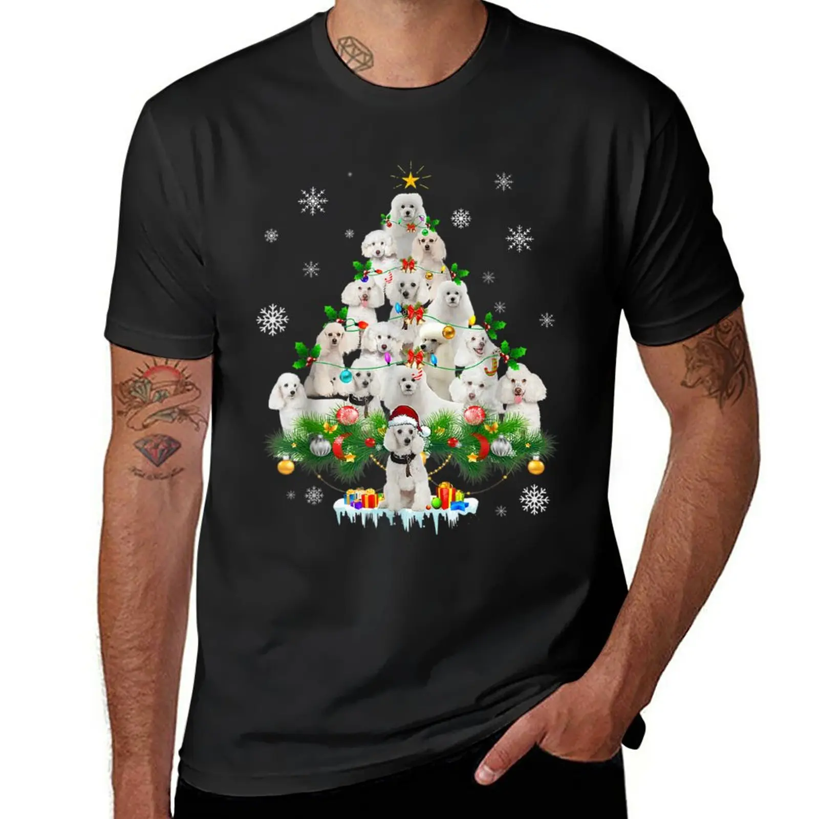 

New Funny Poodle Christmas Tree Ornament Decor Costume Gifts T-Shirt custom t shirts cute tops sublime t shirt men t shirt