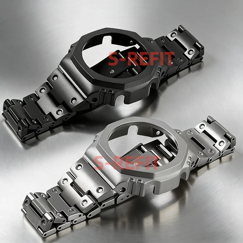 GA2100 Refit upgrade Titanium Alloy Mod kit Ultra light bezel&Bracelet For Casioak Farmhouse Oak Titanium metal case watchband