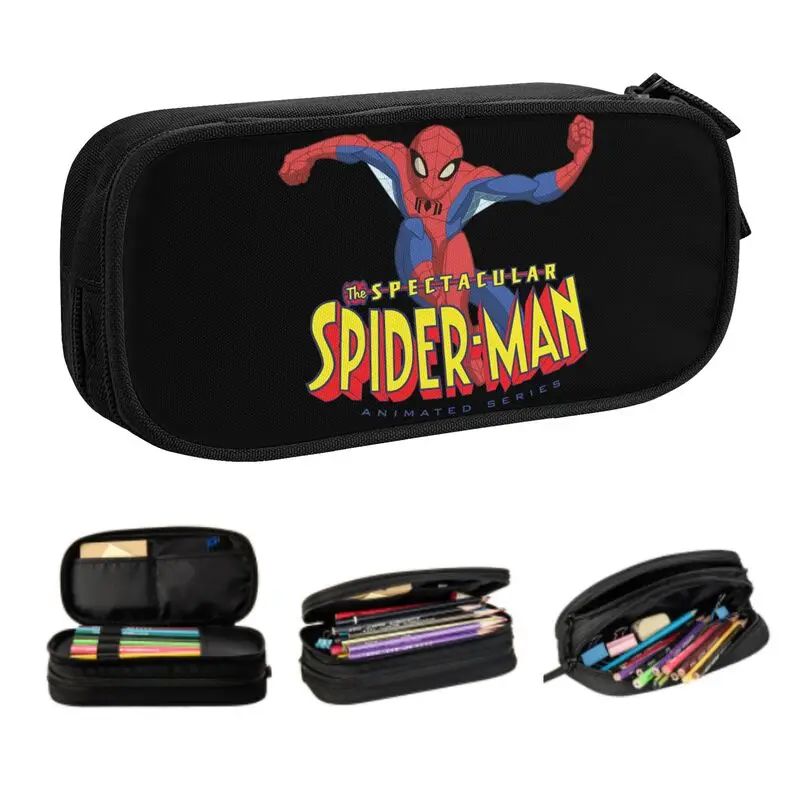 Custom Cute Superhero Pencil Case for Boys Gilrs Spider Man Large Storage Pen Box Bag Stationery