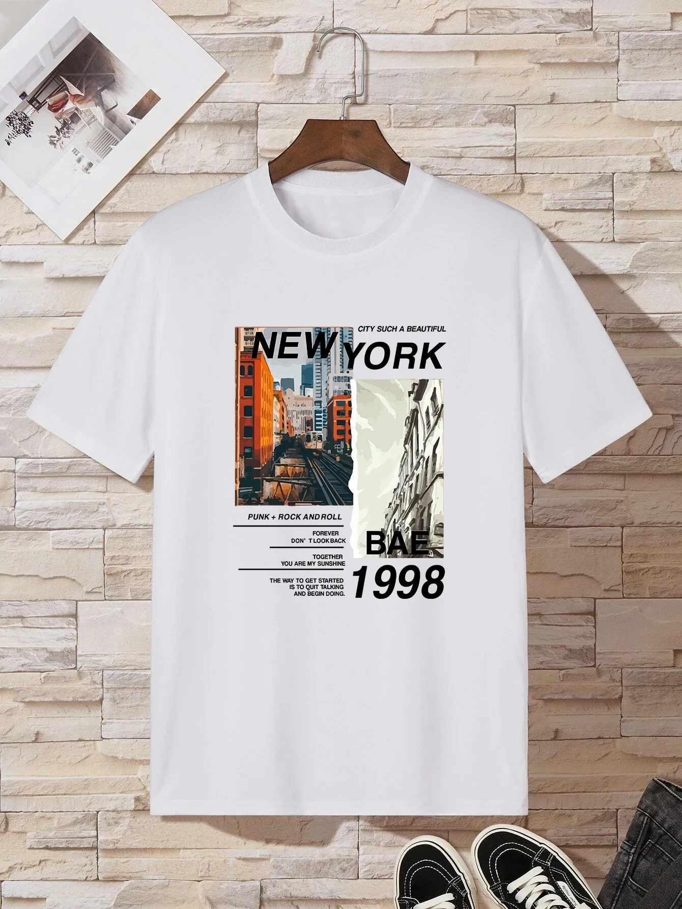 New York Bae 1998 Print T-Shirt for Men\'s Casual Crew Neck Short-Sleeve Fashion Summer Man T-Shirts Tops Regular AndOversize Tee