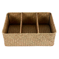 A25F-3-Section Wicker Baskets for Shelves, Hand-Woven Seagrass Storage Baskets Toilet Paper Basket Large