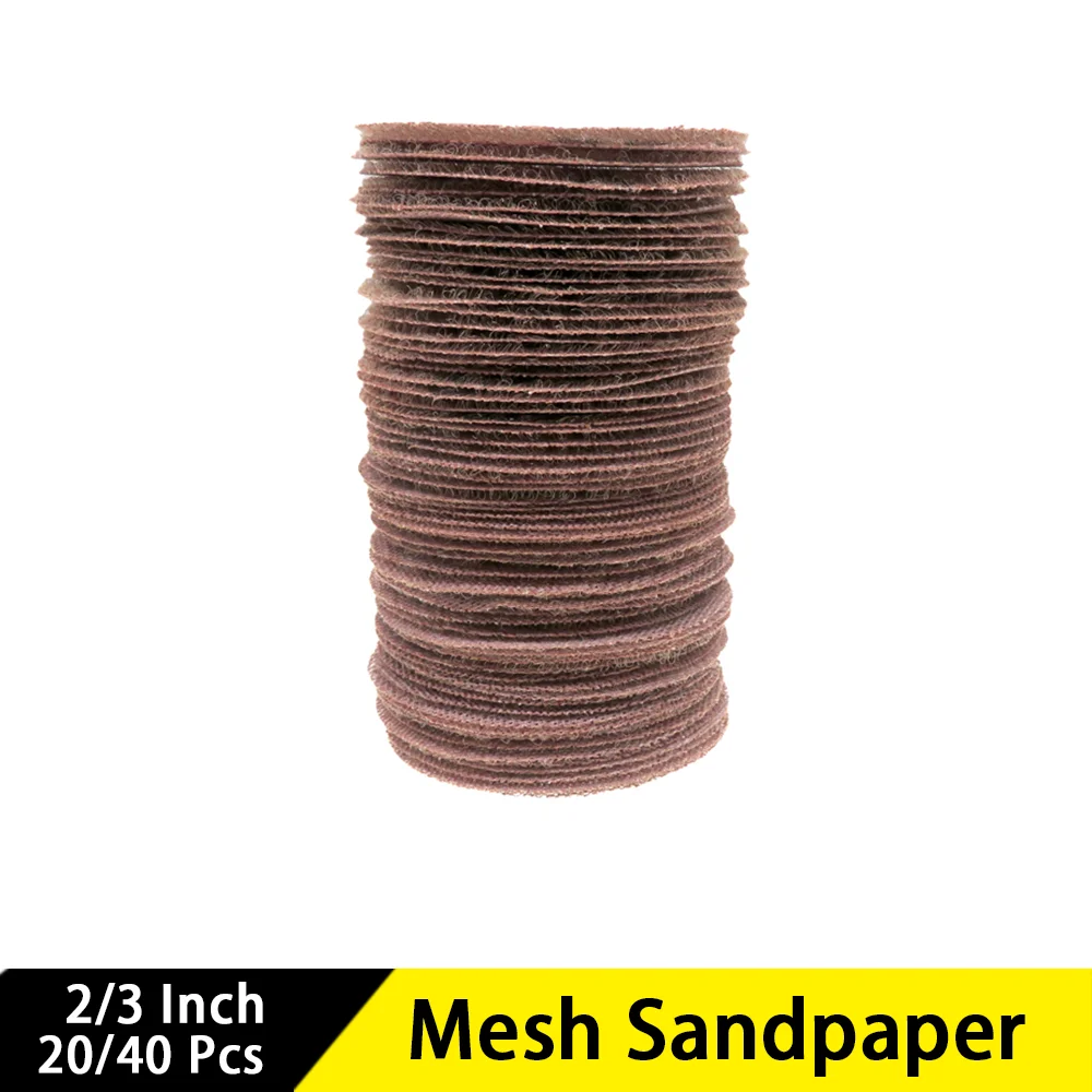 2/3 Inch Mesh Sandpaper 20/40 Pcs Assorted 80 to 800 Grits Hook and Loop Sanding Paper for Polishing Metal Wood Composites