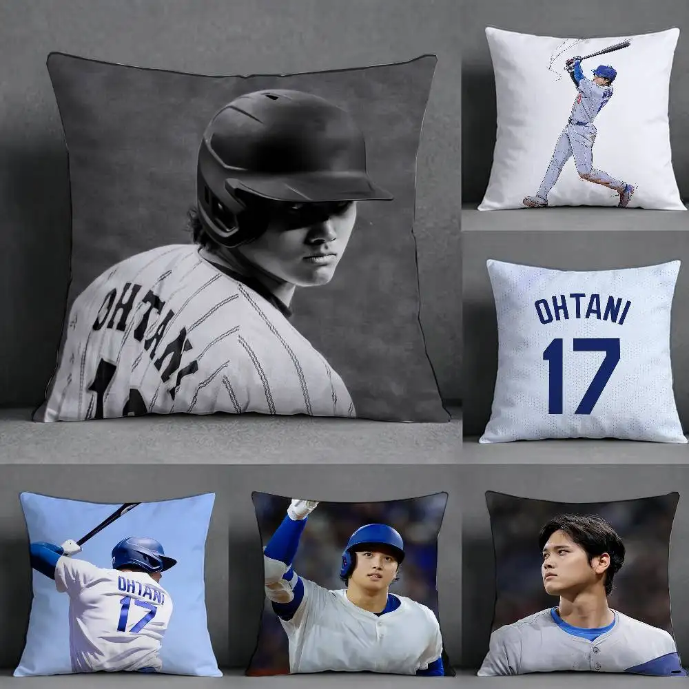 Baseball player Shohei Ohtani Pillow Case Square Double-Sided Sofa Cushion Cover Bedroom Bedside Pillow