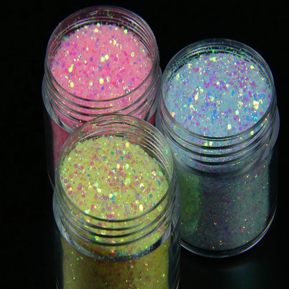 10g UV Color Changing Glitter  Mixed Nail Art Powder Colorful Chunky Nail Sequins Holographic Glitter Nail Art Decoration DIY