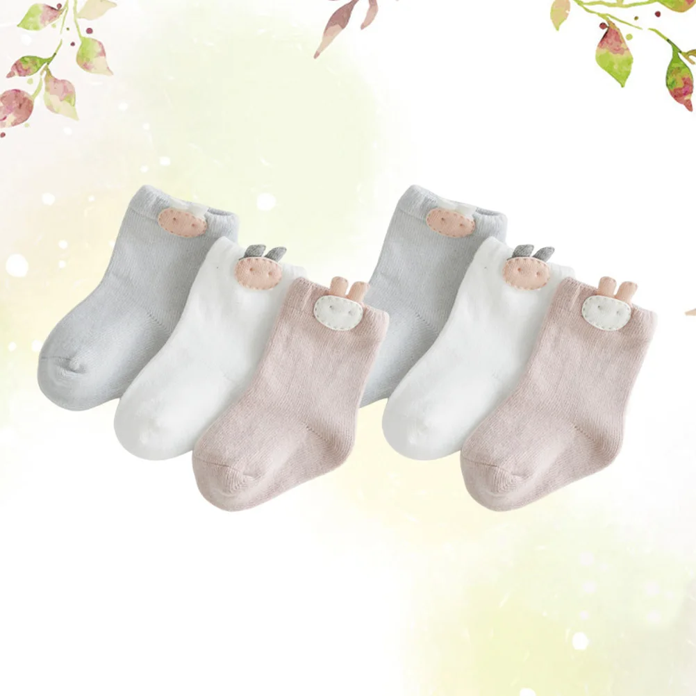 3 أزواج من جوارب الأطفال القطنية بتصميم كرتوني ناعمة قابلة للتنفس ومضادة للانزلاق لحديثي الولادة لربيع الخريف ملابس أطفال