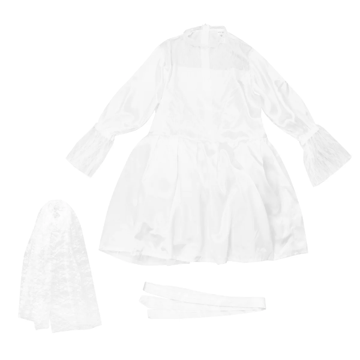 

Men's Bridal Dress Wedding with Veil for Halloween Role Play Lace Design Fancy Waistband Polyester Male Costume Party Outfit