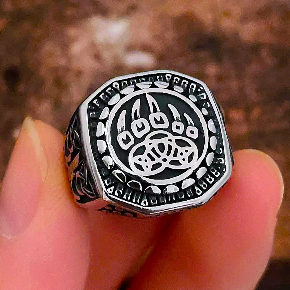 Einzigartiger Wikinger-Bärenklauen-Ring für Männer, Vintage-Stil, Edelstahl, Odin, Wikinger, keltischer Ring, Punk, Motorradfahrer, Biker-Schmuck, Großhandel – Detail 14