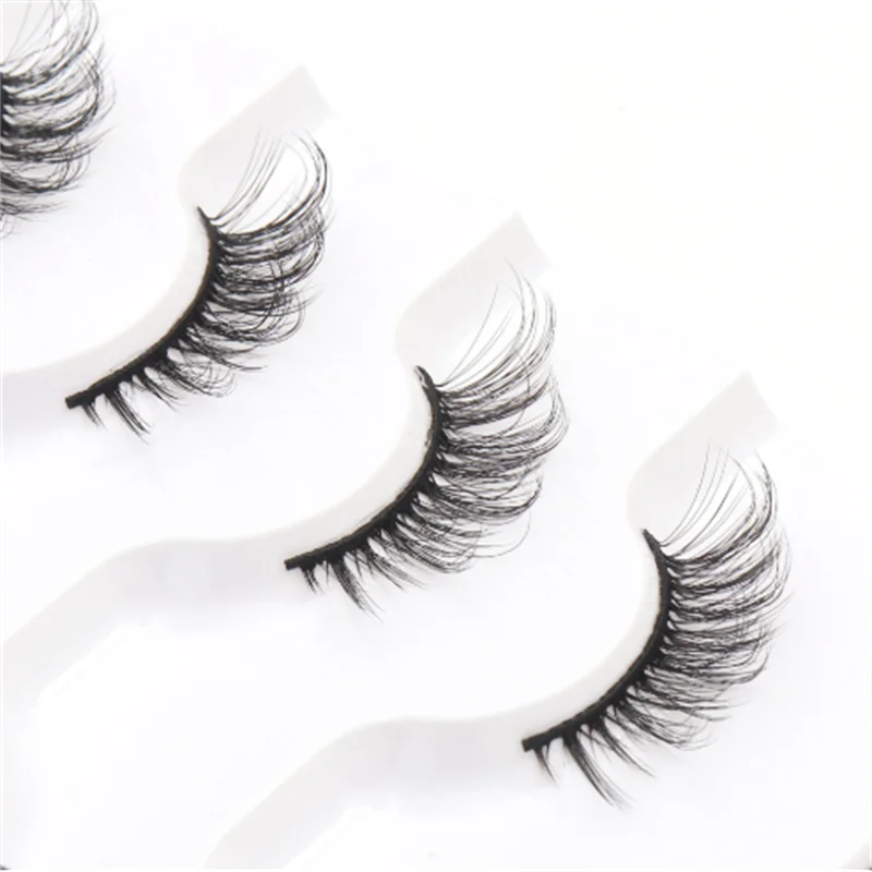 Cross-border cat-eye 5-pair set semi-long false eyelashes at the tail end of the lashes featuring European-style half-eyes