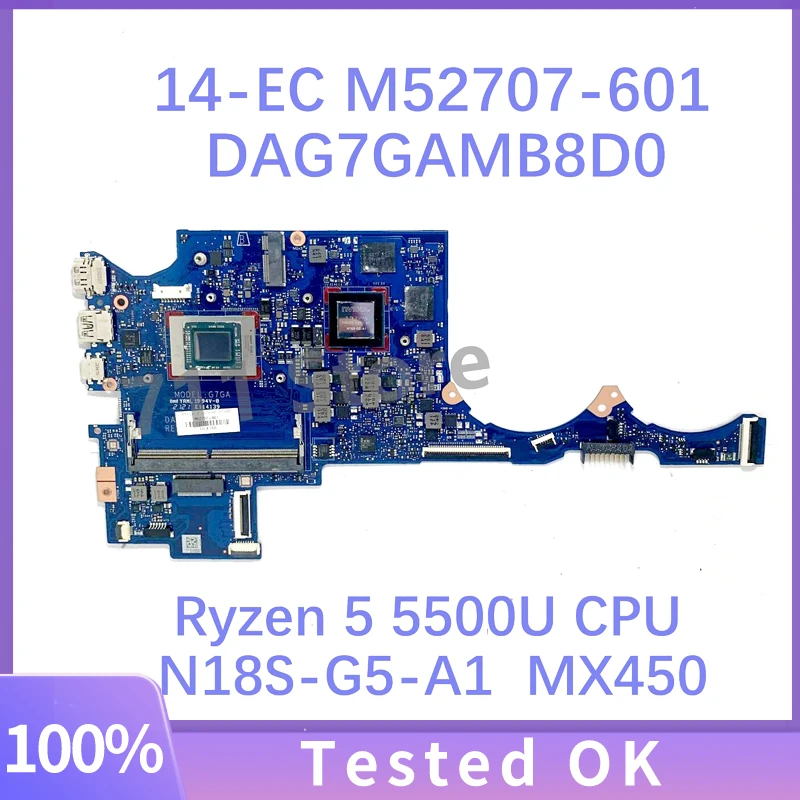 M52707-601 M52707-501 M52707-001 DAG7GAMB8D0 With Ryzen 5 5500U CPU For HP 14-EC Laptop Motherboard N18S-G5-A1 MX450 100% Tested