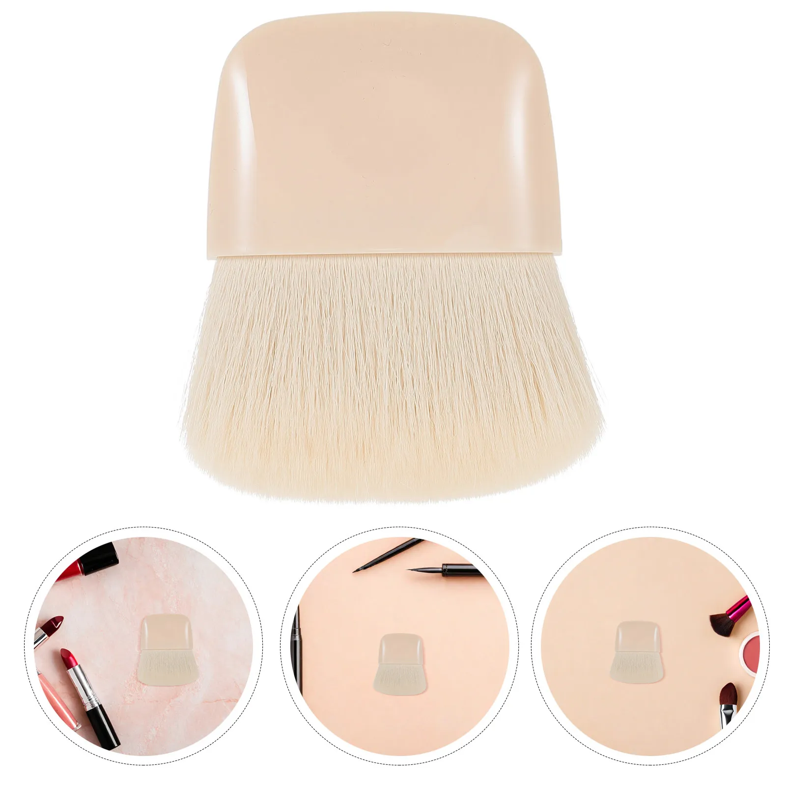Mini Brocha de Maquillaje para Polvo Compacto, Diseño Plano, Portátil, para Polvo Suelto o Prensado, Piel Sensible, Uso Facial