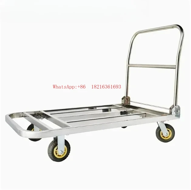 Stainless steel platform handcart, square tube handcart, capacity 400kg