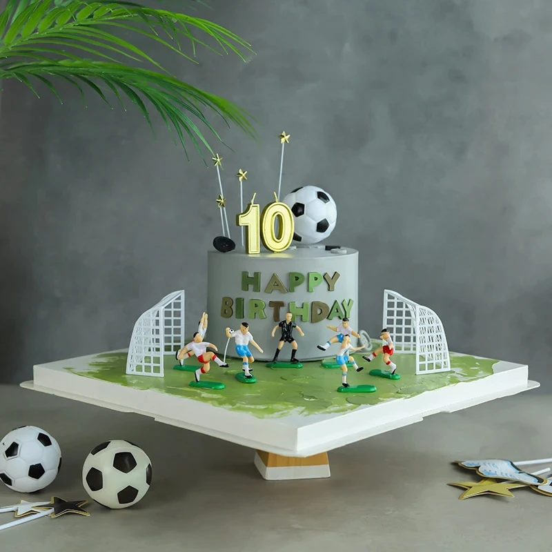 Football Competition Theme Party Cake Topper Happy Birthday Cake Decoration Flage for Boy Kids Birthday Party Cake Supplies