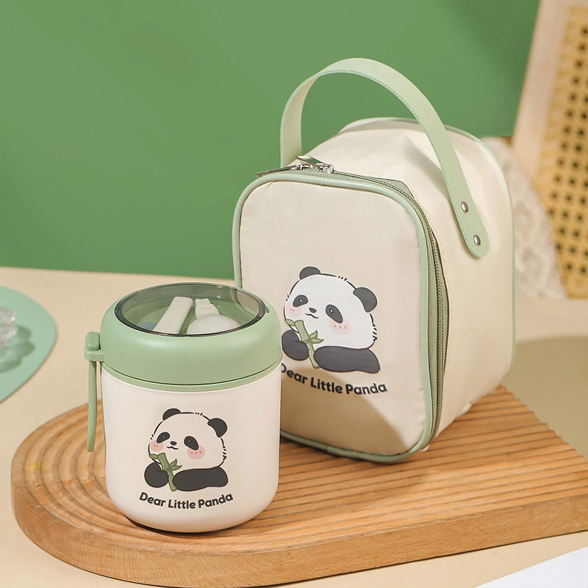 Cute Panda Insulated Breakfast Cup scatola per il pranzo isolata sottovuoto tazza per zuppa tazza per Porridge portatile per colazione con coperchio