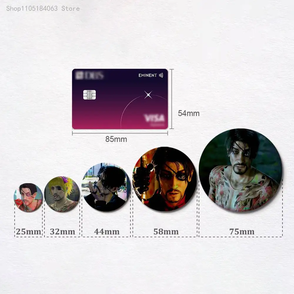 Goro Majima Game Y-Yakuza Badges 25 32 44 58 75 mm Round Cosplay Pin Bag Decor Fans Collect Friends Gifts Brooch Souvenir #2