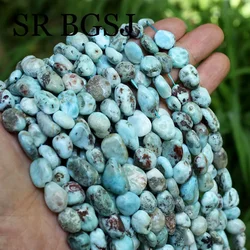 8x10mm Jewelri Make Freeform Pure Genuine Larimar DIY Natural Stone Beads Strand 15inch