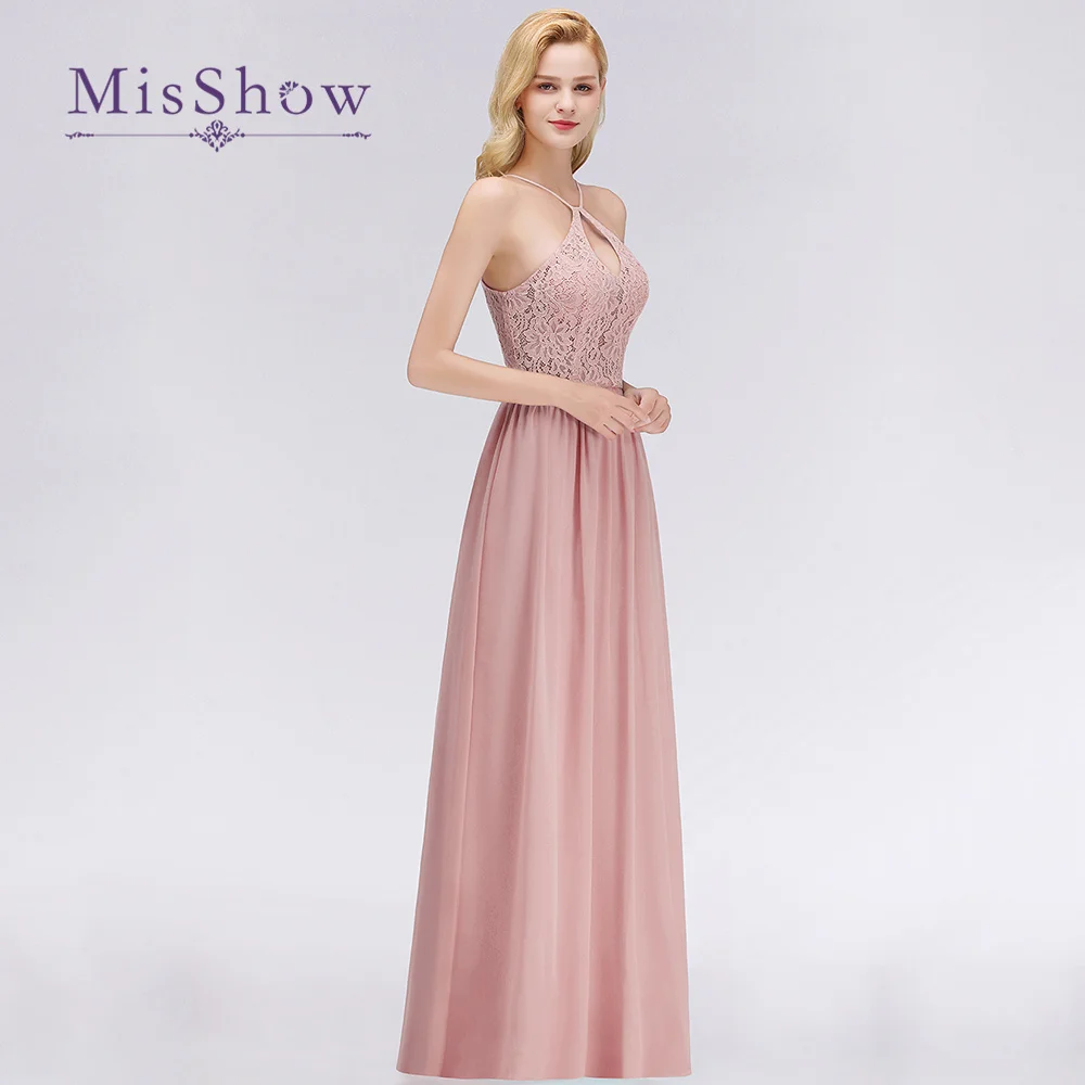 

Elegant Dusty Rose Lace Bridesmaid Dresses For Wedding Guest 2023 Sexy Long Chiffon Maid of Honor Party Prom Gowns Women Gift