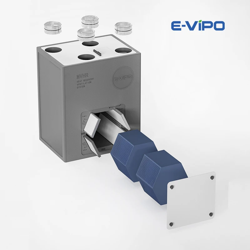 ERV Recuperator مثبت على الحائط لتهوية الهواء النقي واستعادة الطاقة ونظام تهوية VMC ونظام تهوية لاستعادة الطاقة
