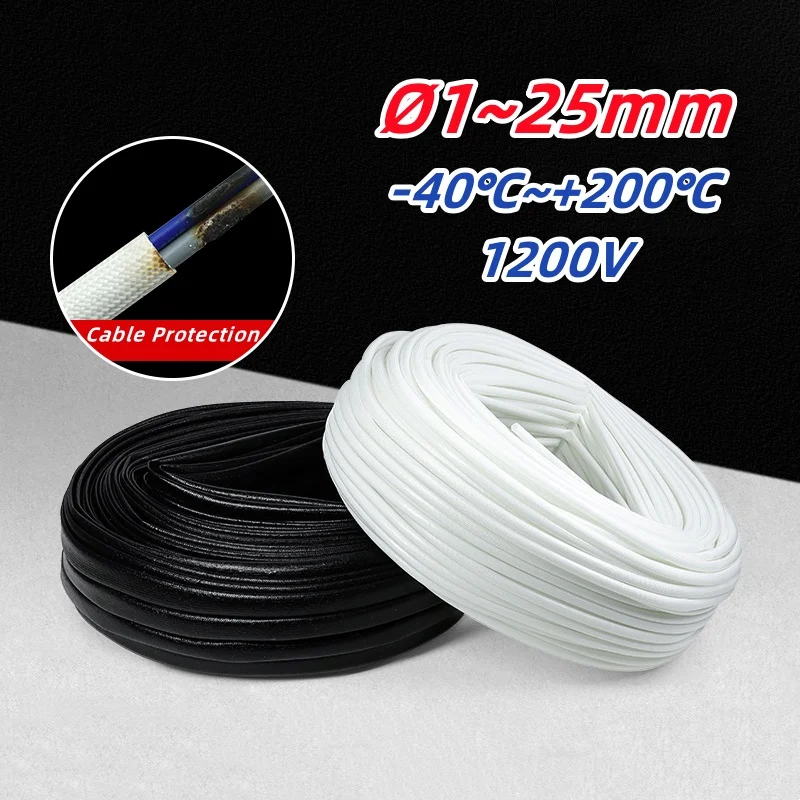 Ø1~25mm Black White Silicone Resin Fiberglass Tube High Temperature Resistant Insulate Cable Wire Protect Sleeve
