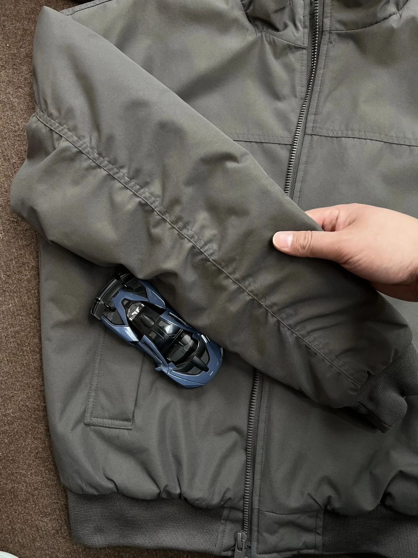 Gray Three-Proof Stand Collar Jacket Thickened Men's Cotton Pilot Coat Winter Outerwear Youth Fashion Casual Zipper Closure