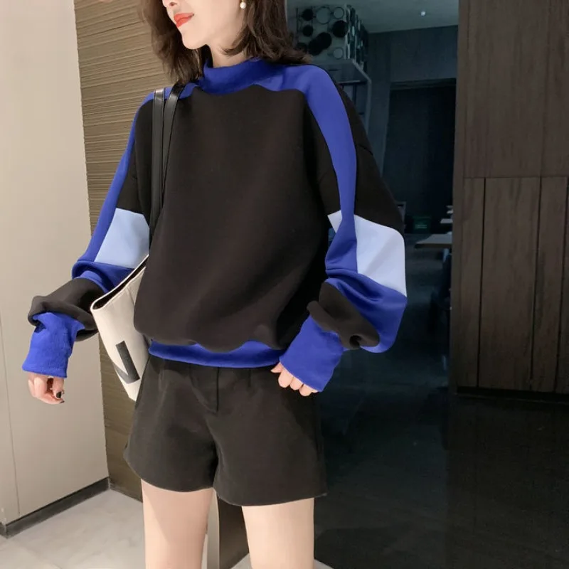 

Sweatshirts for Women Sport Baggy Female Clothes Tops Round Neck Loose Black Pullovers Warm 2000s Sweat-shirt Kpop New in Casual