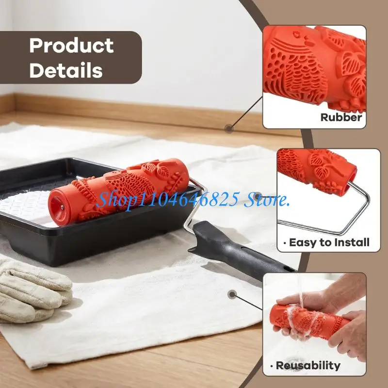 Wall pattern paint roller with soft rubber bird tool Texture Paint Roller - view 5